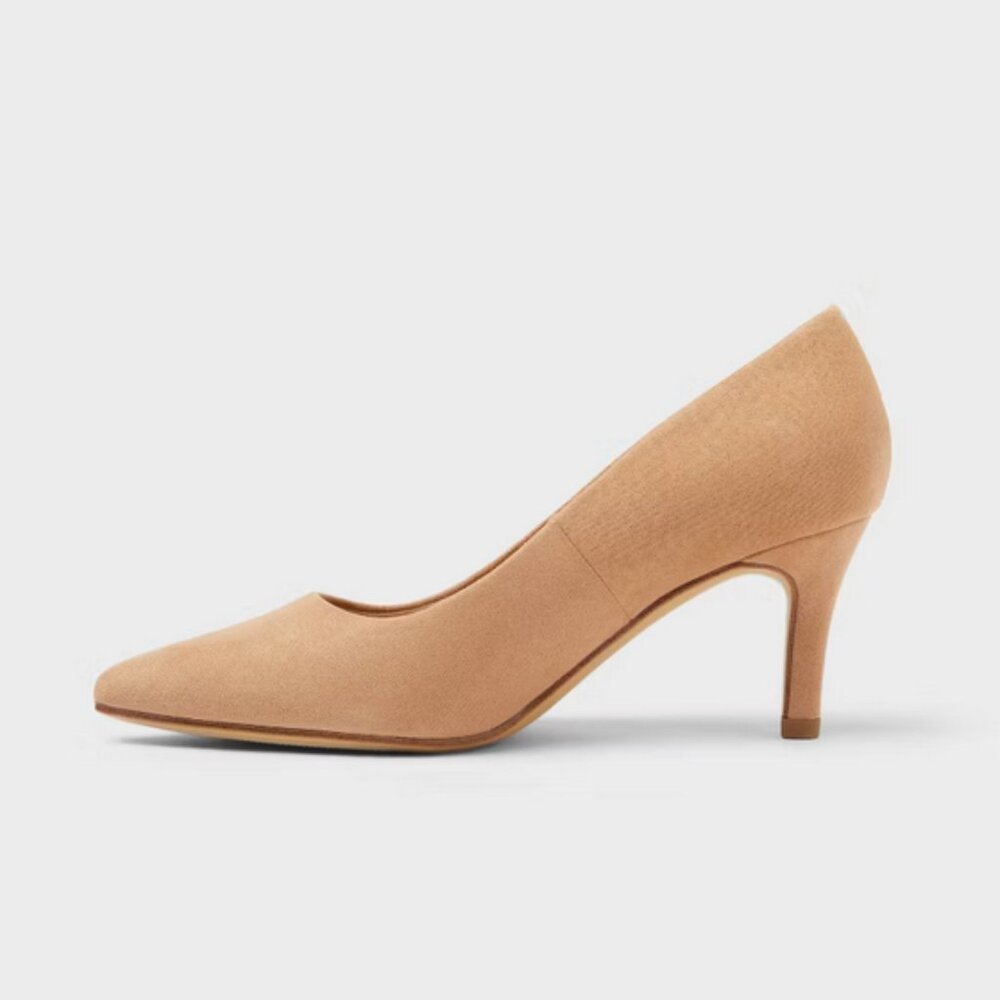 Women's Cindy Mid High Heels Pump with Memory Foam Insole - A New Day™ Tan 9W - Picture 3 of 3